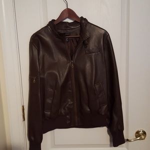 Ladies dark brown pleather jacket - Like New